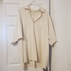 Tommy Bahama XXL Cream Off White 100% Silk Short Sleeve Button Up